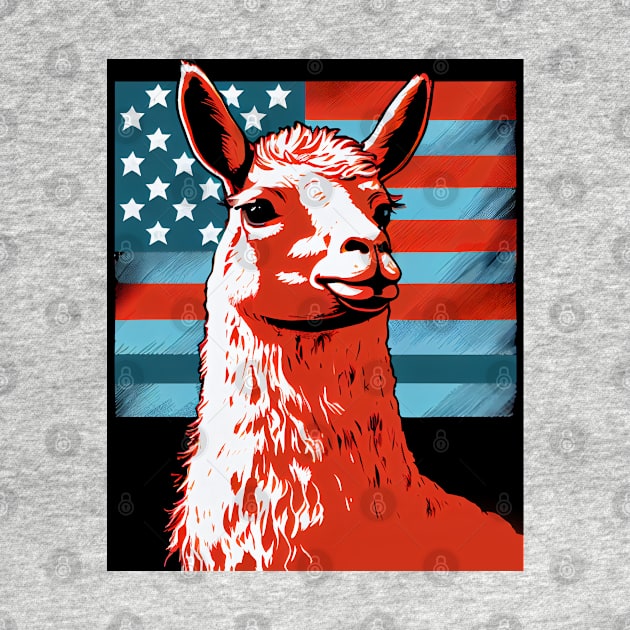 Abstract pop art style portrait of patriot llama by loucaski